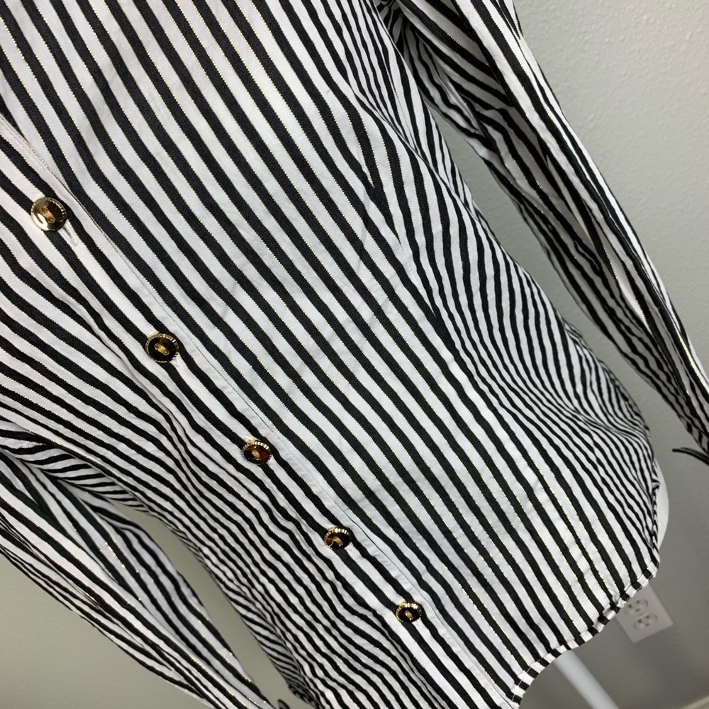 Jones New York Metallic Stripe Button Down - Picture 3 of 7